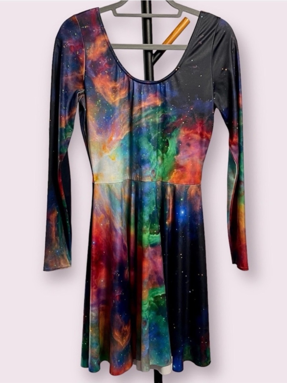 Long sleeve Blackmilk galaxy skater festival space mini dress